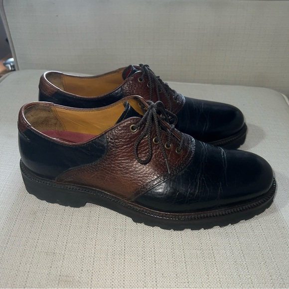 H.S. Trask Mens Leather Saddle Oxford Shoe Lace Up Two Tone 30-0121 Size 8.5M - Picture 6 of 11